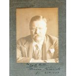 Theodore Roosevelt (1858-1919), photographic portrait with inscription bearing signature/autograph,