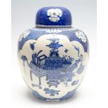 A 19th Century Chinese blue and white jar and cover,
