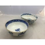 A Chinese blue and white bowl, 18th Century, painted with a vivid blue landscape scene,