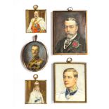 Five Royal subject portrait miniatures, early 20th Century, to include The Duke of Clarence,