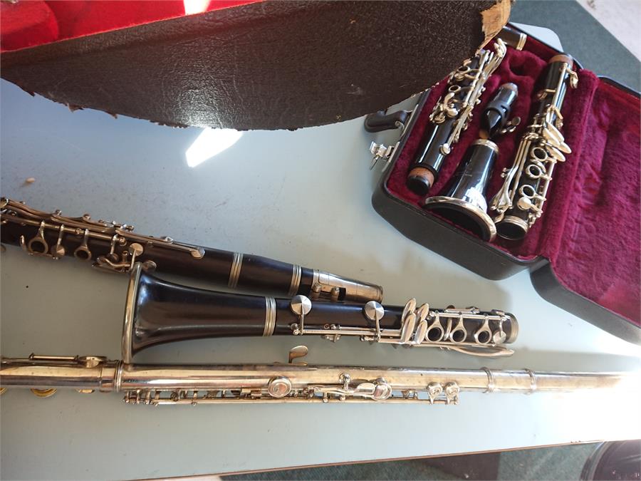 A cased Jupiter clarinet and another clarinet F. Buisson Dallas London, flute and a cased French - Image 2 of 2