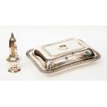 ***REOFFER IN NOVEMBER A&C £10/15***A Silver plated covered dish and a Silver plated sugar shaker