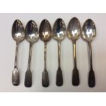 A set of six Georgian Silver fiddle pattern teaspoons