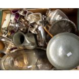 A quantity of Silver plate with some hammered pewter including Kings pattern flatware