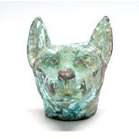 "AWAY" Egyptian Bronze Head in the Form of a Cat Late Period, 664 – 332 BC. A Hollow-cast bronze