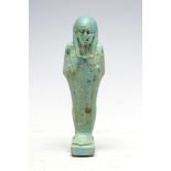 Egyptian faience shabti figure Late Dynastic Period, C. 664 BC - 332 BC. A beautiful light blue