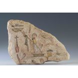 Egyptian Limestone Wall Fragment Old Kingdom, C. 2150 BC. A well painted wall fragment with