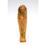 Egyptian Painted New Kingdom Ushabti New Kingdom, C. 1100 BC. A Nile clay formed mummiform figure