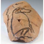 ***AWAY*** Egyptian Ostracon with Thoth as Baboon. Late Dynastic Period, 332 - 32 BC. A large
