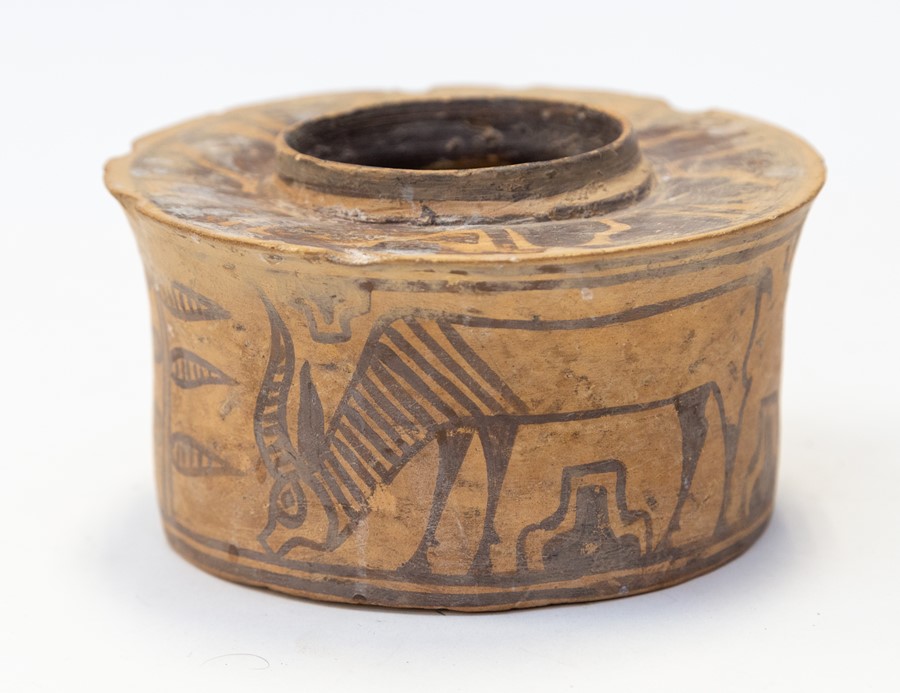 Indus Valley Harappan Civilisation Pottery Jar C. 1900 BC. A well painted bubous shaped pottery