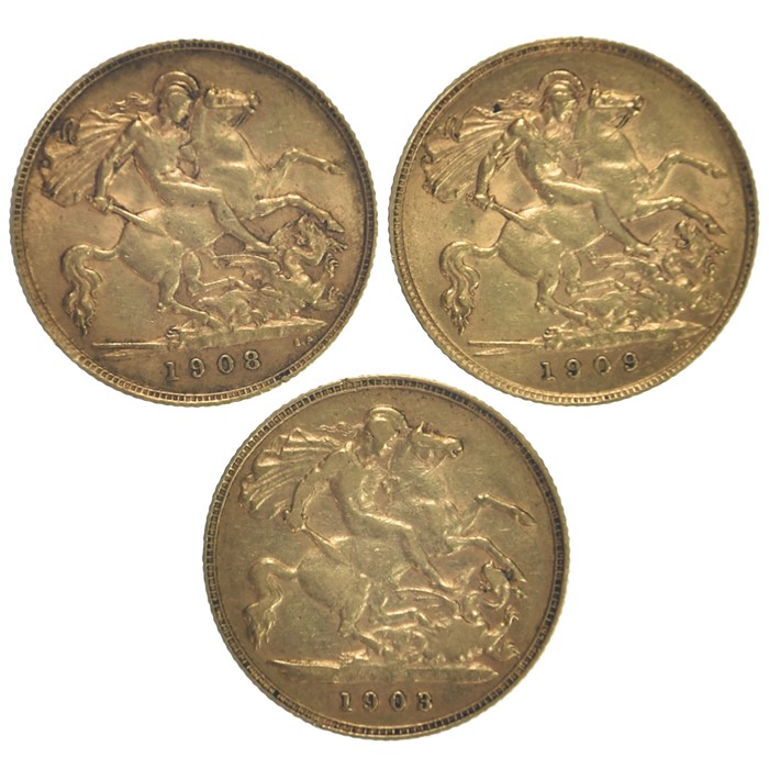 Half Sovereigns; 1903, 1908, 1909 (3) - Image 2 of 2