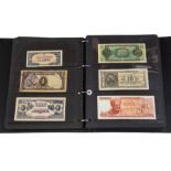 An album of World banknotes; includes USA, Germany