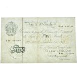 Peppiatt Five Pounds white banknote, dated Oct 6 1