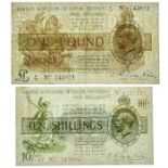 Warren Fisher One pound banknote, T24 N/10 743824,