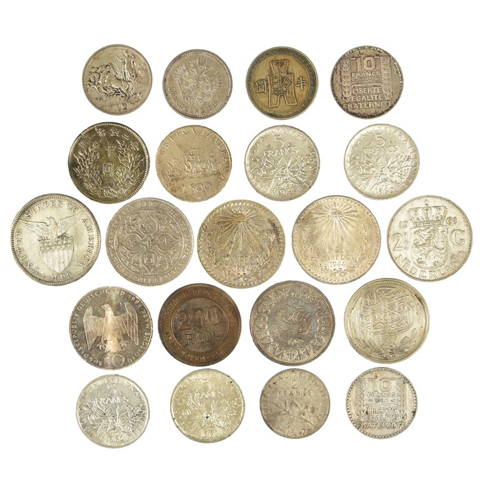 Mixed group of World Silver coins; Includes France - Bild 2 aus 2