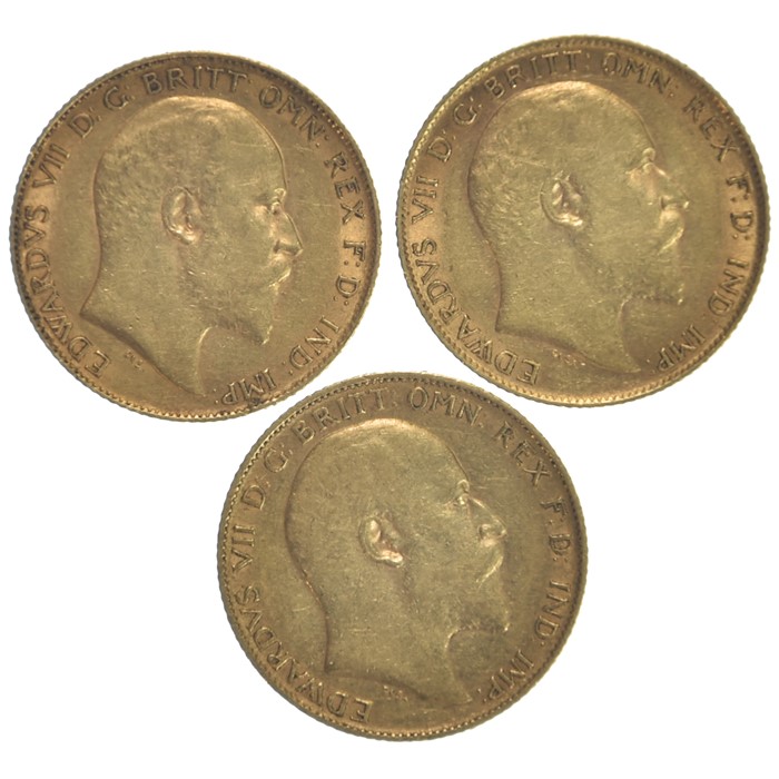 Half Sovereigns; 1903, 1908, 1909 (3)