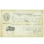 O'Brien Five Pounds white banknote, dated November