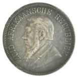 1892 South Africa 5 Shilling coin, marked on the n