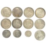 India Silver Rupees 1905, 1907, 1912, 1914, 1916,