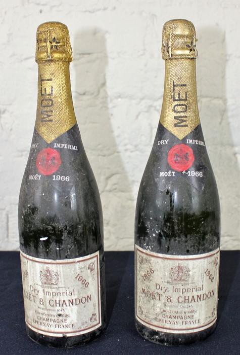 Two bottles Moet & Chandon Dry Imperial 1966 Vintage Champagne. (2) - Image 2 of 2