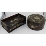 A 19th century abalone inlaid Chinese box and similar stand.(2)