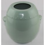 **REOFFER JAN ETWALL £600/£800** A Chinese porcelain celadon Daugang monochrome barrel vase, seal