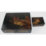 **REOFFER JAN ETWALL £40/£60** A late 17th century Japanese rectangular black and red lacquered box,