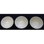 **REOFFER JAN ETWALL £20/£30** Three Chinese Celadon glazed bowls, late Qing,11cm diameter. (3)