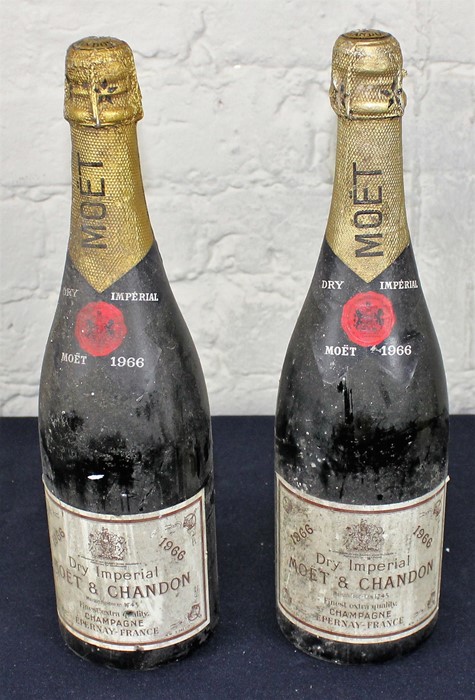 Two bottles Moet & Chandon Dry Imperial 1966 Vintage Champagne. (2)