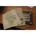 Collection of five 18th & 19th Century copper-engraved hand-coloured maps of Staffordshire