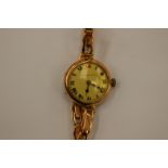 An early 20th Century ladies 15 ct gold bracelet watch, Thos,