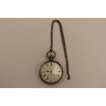 A Longines silver pocket watch marked to movement