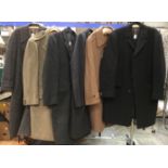 Six assorted winter wool coats, to include grey herringbone tweed,