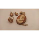 A Cameo set, including a 9ct gold ring, size O,