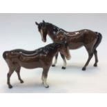 Two Beswick brown gloss horses,