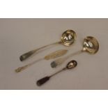 Two sauce ladles, butter knife and a spoon, (4) 154 gms, 4.