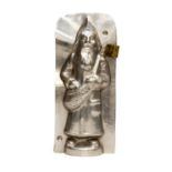 A Kitch aluminium Christmas chocolate mould in the form of santa claus, circa 1950's,