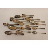 A collection of assorted silver spoons including sifter / dredger, Benry spoons etc, 23.