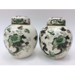 A pair of Masons Ironstone China Chartreuse ginger jars and covers (2)