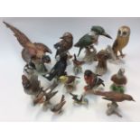 Goebel birds, to include large Pheasant, Kingfisher, Jay, Owls,