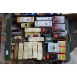 Two boxes of modern diecast vehicles from EFE, Corgi, Lledo, etc including James Bond issues,