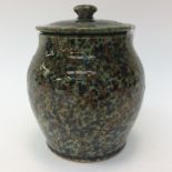 Bourne Denby rare early green Majolica tobacco jar,