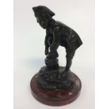 19th Century bronze figurine on plinth (marble) youth with cocked hat