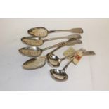 Two pairs of tablespoons George III 1800, George IV 1822, two sauce ladles George III 1814 (6) 10.