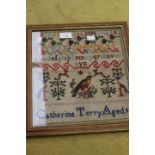 Sampler by Catherine Terry aged 9 1858 info verso