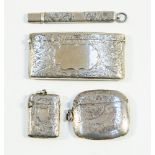 A collection of three silver vesta cases, all Birmingham hallmarks,