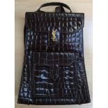 An early 1980's Yves Saint Laurent brown Crocodile leather rucksack bag (purchased at Rackhams,