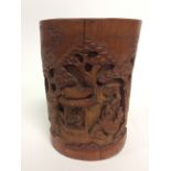 A 1920s/30s Chinese bamboo brush pot