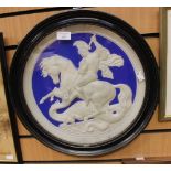 George and the Dragon Russian Blue Jasper wall plaque in an ebony frame,