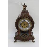 A mid 19th Century Boulle Mantel clock, blue enamel lettering, 42 cms high, x 23 cms wide,